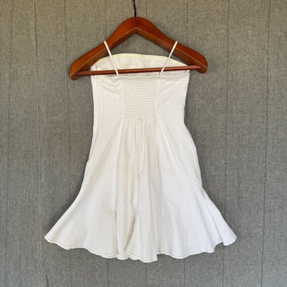 BDG UO Structured Drop Waist Strapless Ivory Tennis Preppy Mini Dress Size Small - Picture 7 of 14
